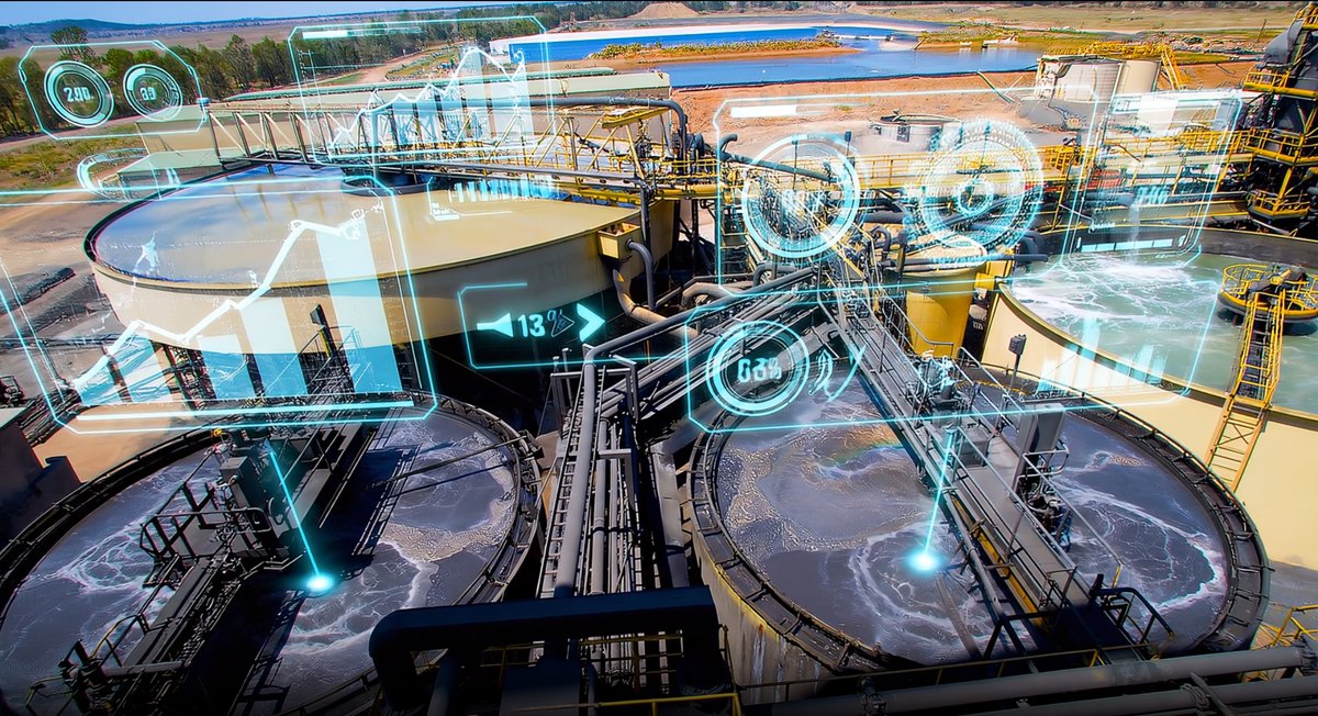 Planta de flotación de oro con celdas y circuitos de procesamiento donde la IA prescriptiva en minería optimiza la recuperación en tiempo real